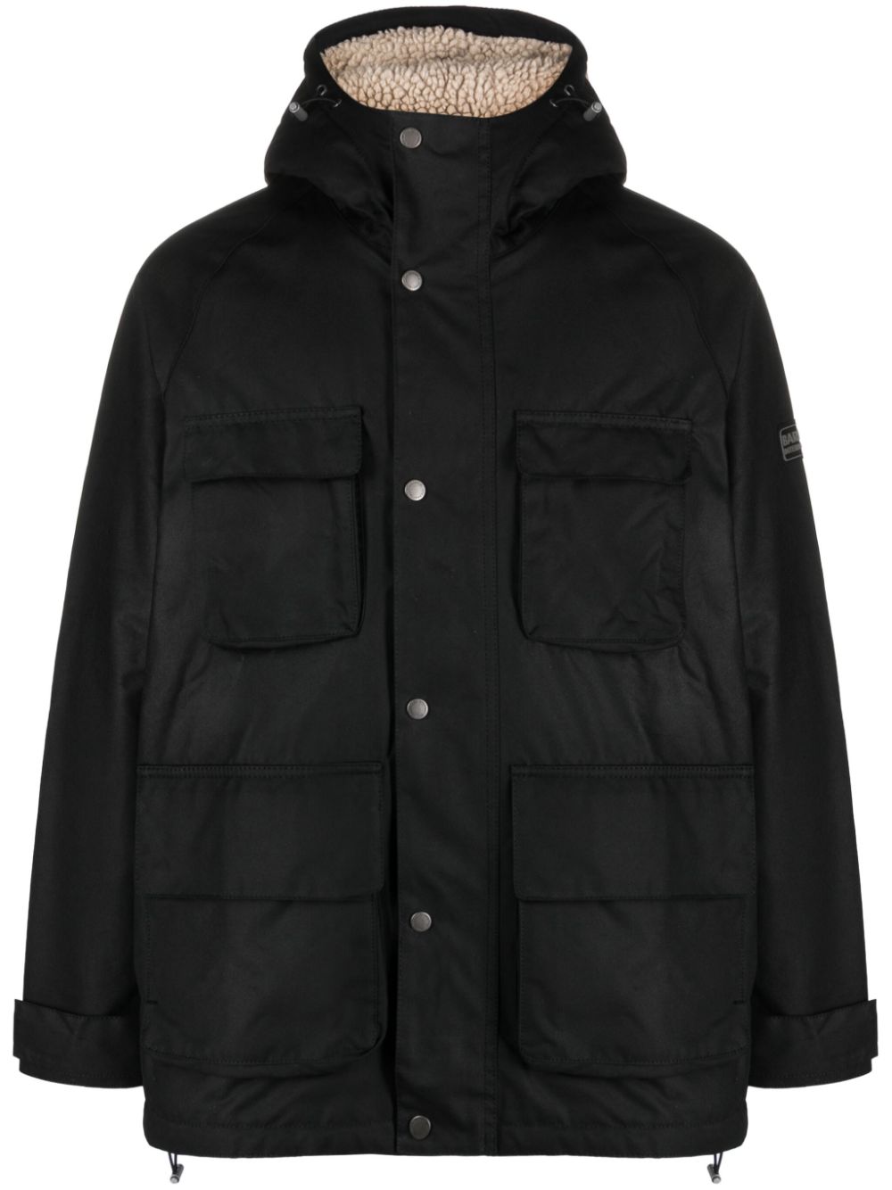 Barbour International Tantallon Waxed Hooded Jacket - Black image 0