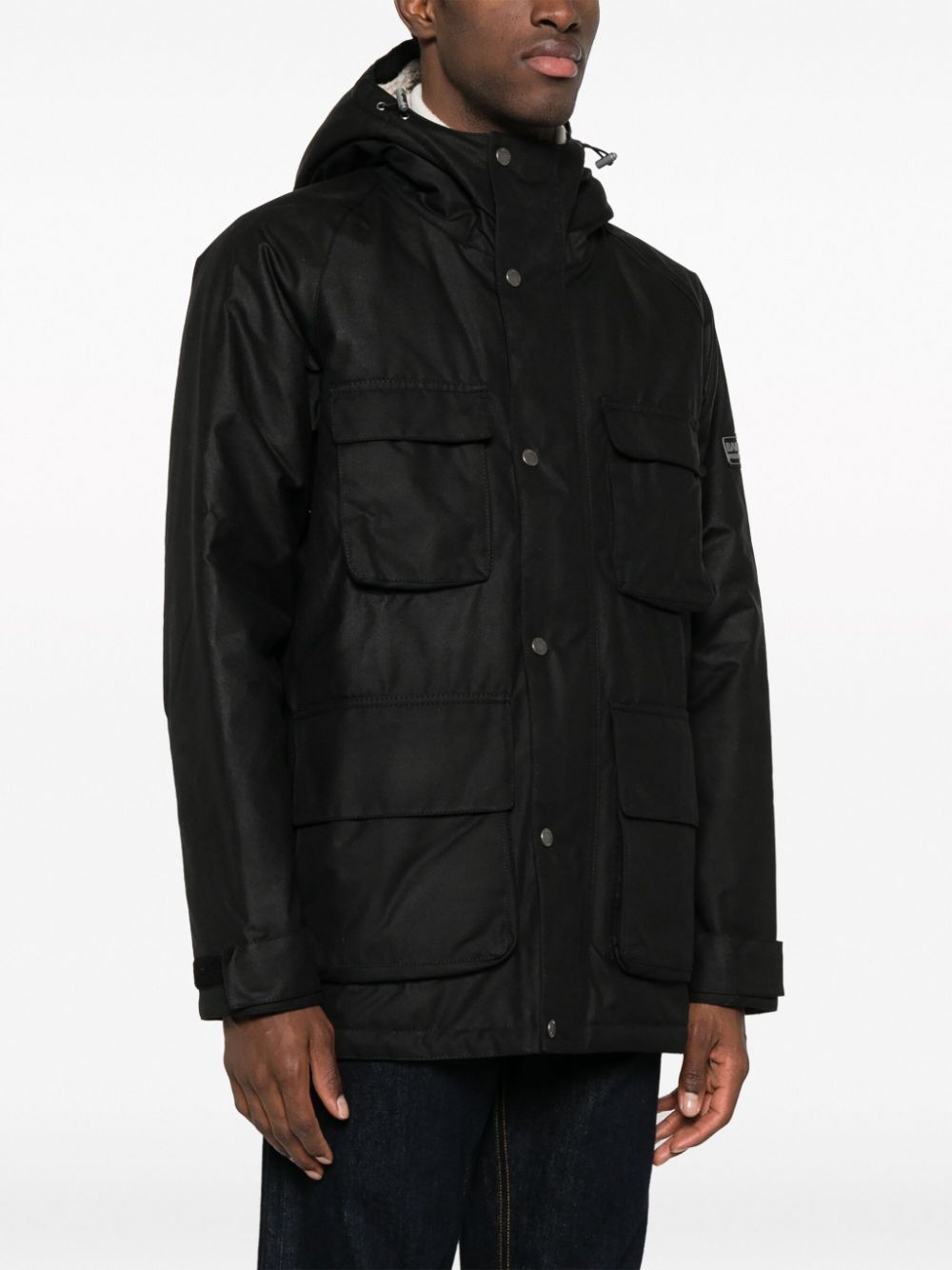 Barbour International Tantallon Waxed Hooded Jacket - Black image 4