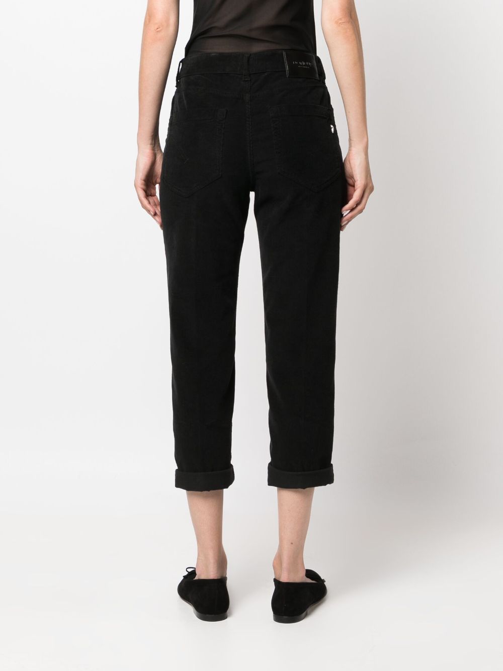 DONDUP Black Cropped Jeans with Logo Patch image 2