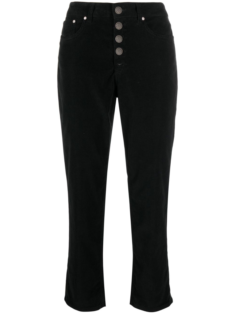 DONDUP Black Cropped Jeans with Logo Patch image 0