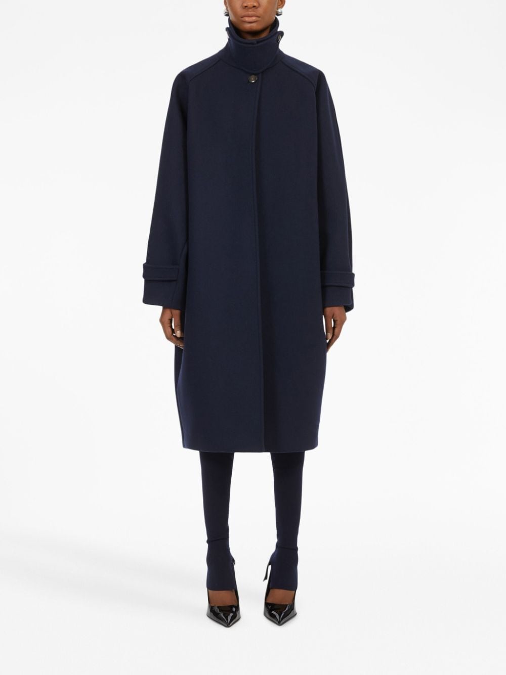 Ferragamo Women's Navy Blue Wool Calf-Length Coat image 1