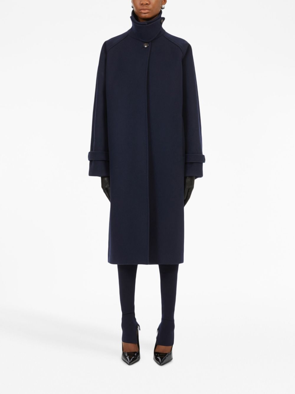 Ferragamo Women's Navy Blue Wool Calf-Length Coat image 4