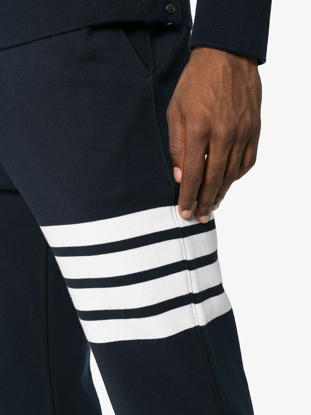 Thom Browne Blue Engineered 4-Bar Jersey Sweatpants image 1