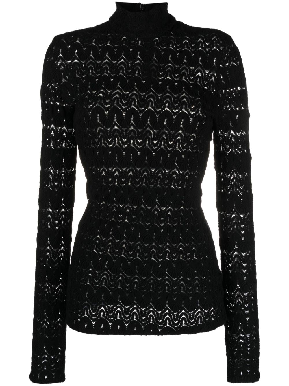 Missoni Black Open-Knit Chevron High Neck Jumper image 0