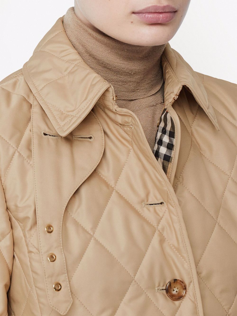 Burberry Beige Diamond-Quilted Jacket image 3