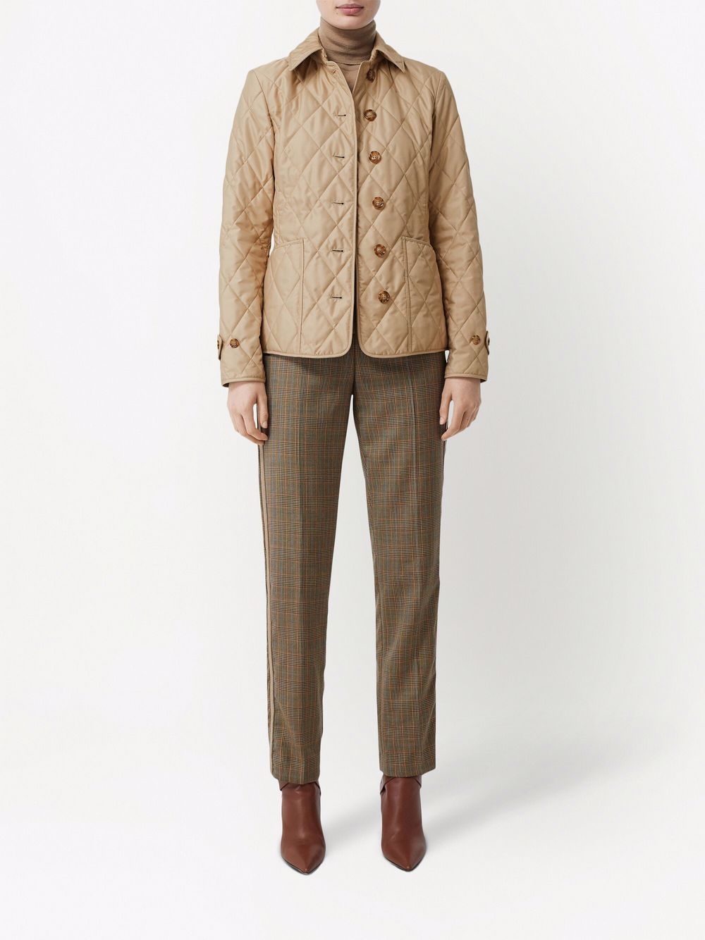 Burberry Beige Diamond-Quilted Jacket image 4