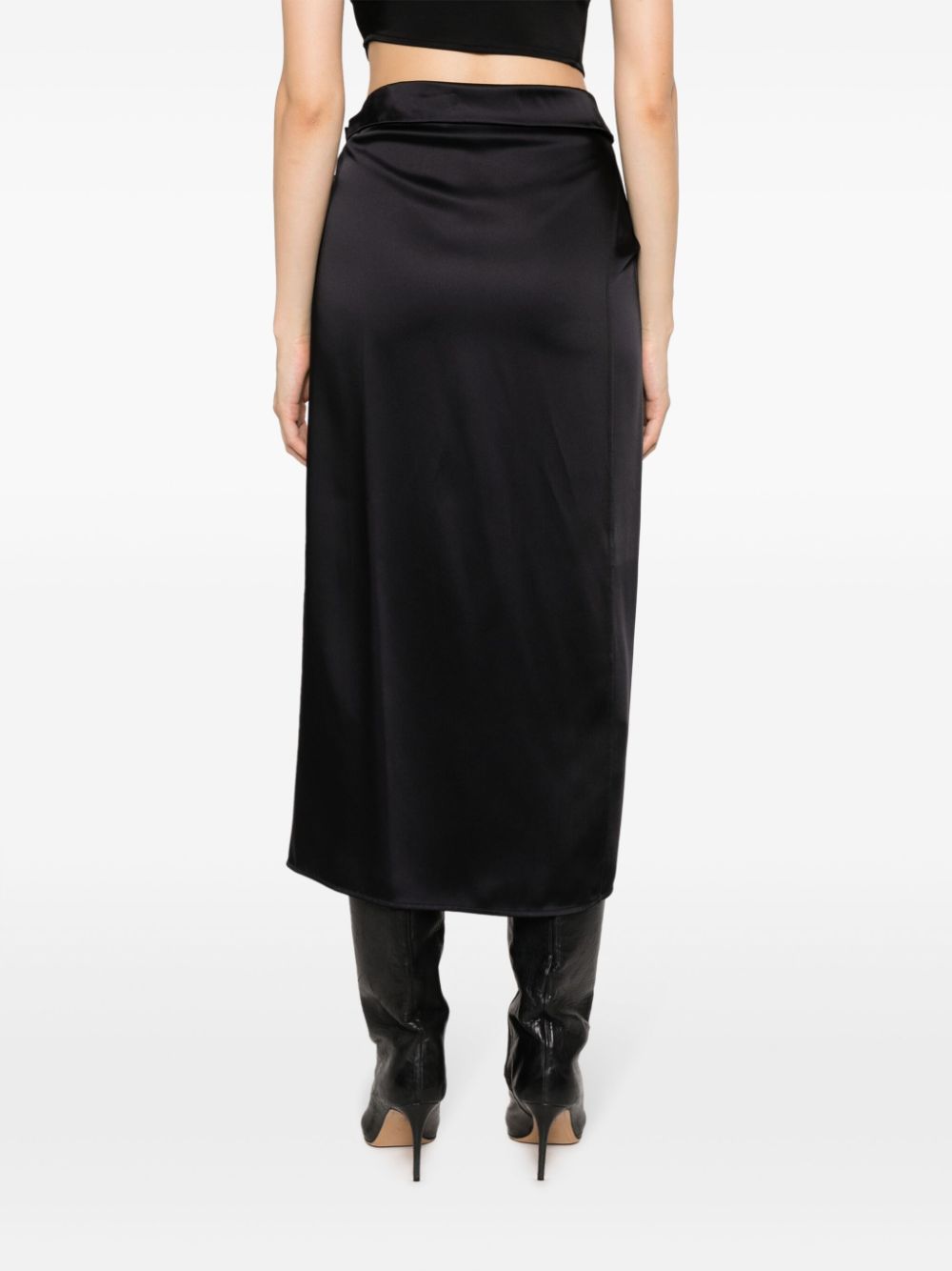 Erika Cavallini Black Draped Satin Wrap Skirt image 1