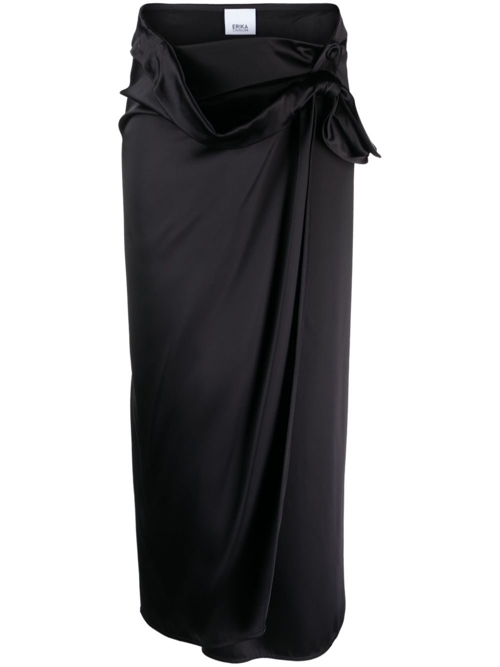 Erika Cavallini Black Draped Satin Wrap Skirt image 0