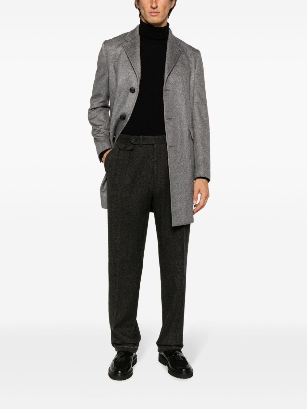 Colombo Men's Grey Cashmere-Silk Blend Coat image 1