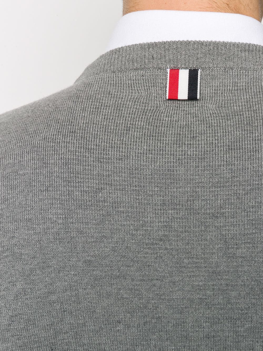 Thom Browne Grey Crewneck Sweater with Button Closure image 1