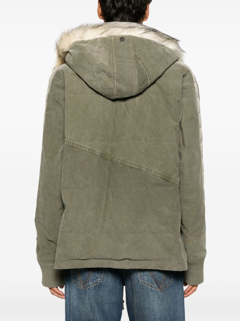 Greg Lauren Beige Padded High Neck Coat image 1