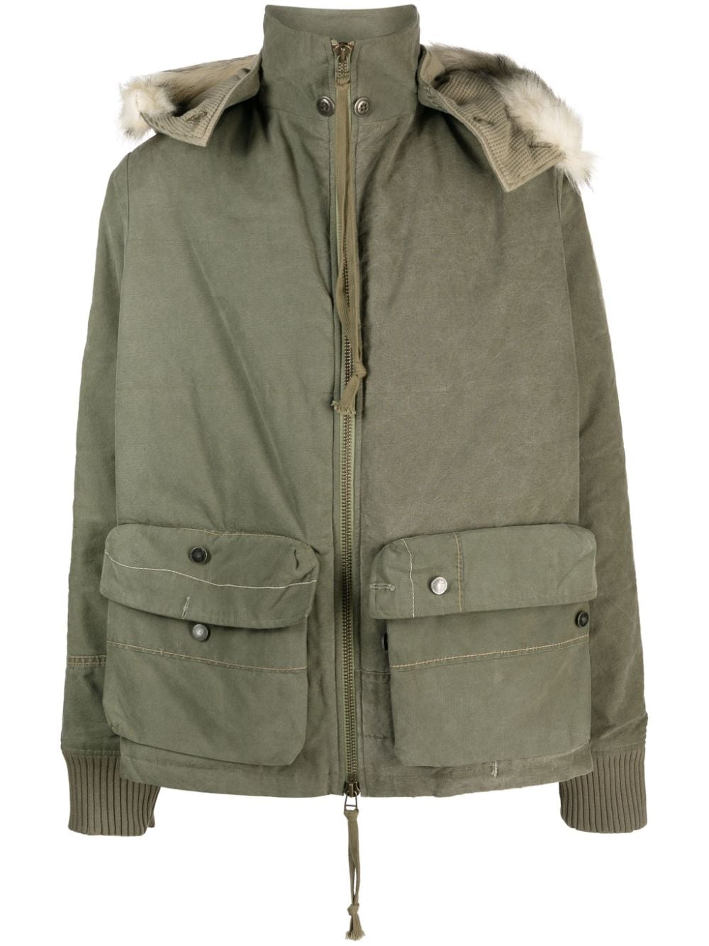 Greg Lauren Beige Padded High Neck Coat image 0