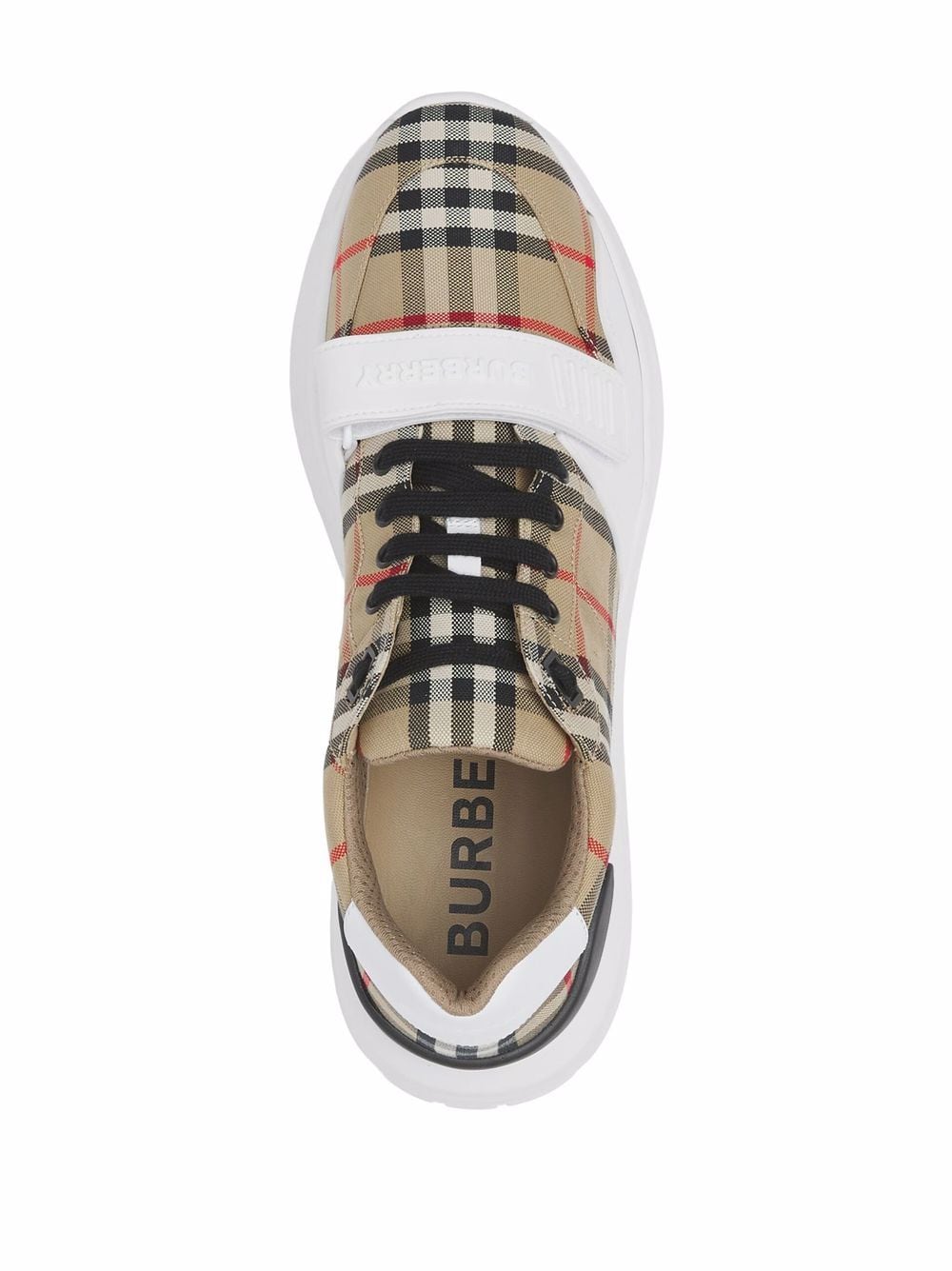 Burberry Regis Low-Top Sneakers in Beige and White image 2