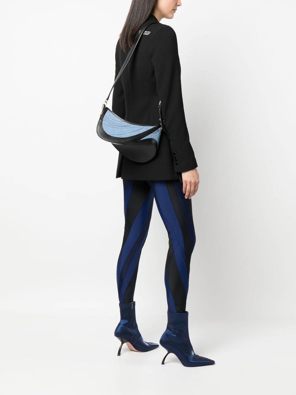 MUGLER Spiral Curve 01 Denim Crossbody Bag image 1