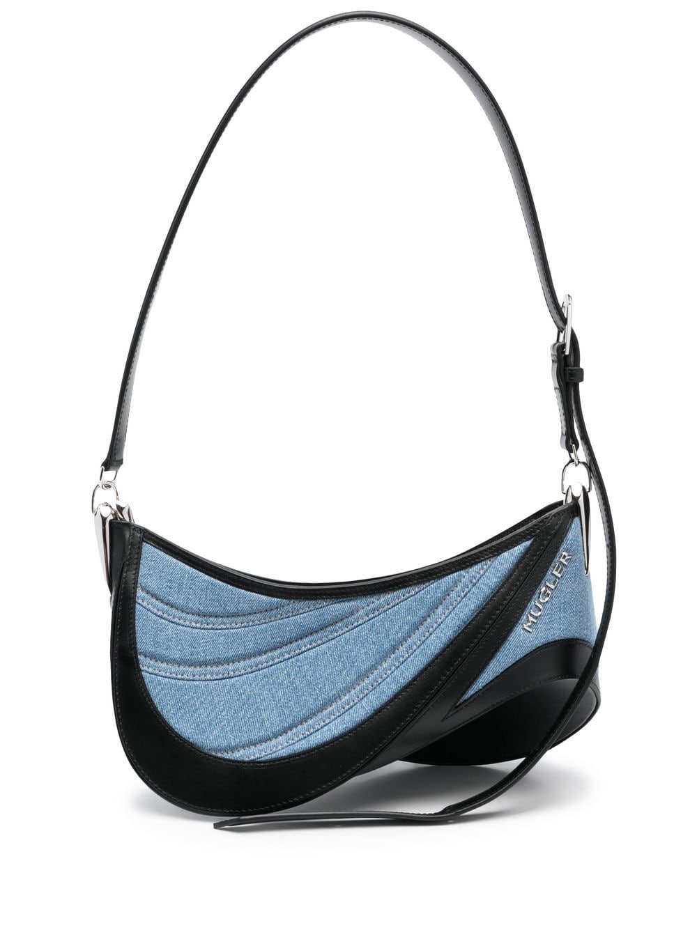 MUGLER Spiral Curve 01 Denim Crossbody Bag image 0