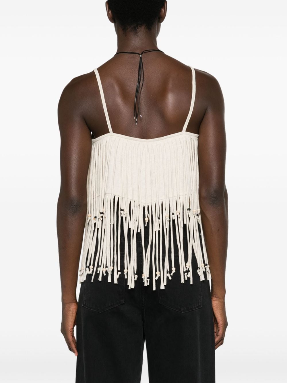 Alanui White Cotton-Linen Fringe Top image 3