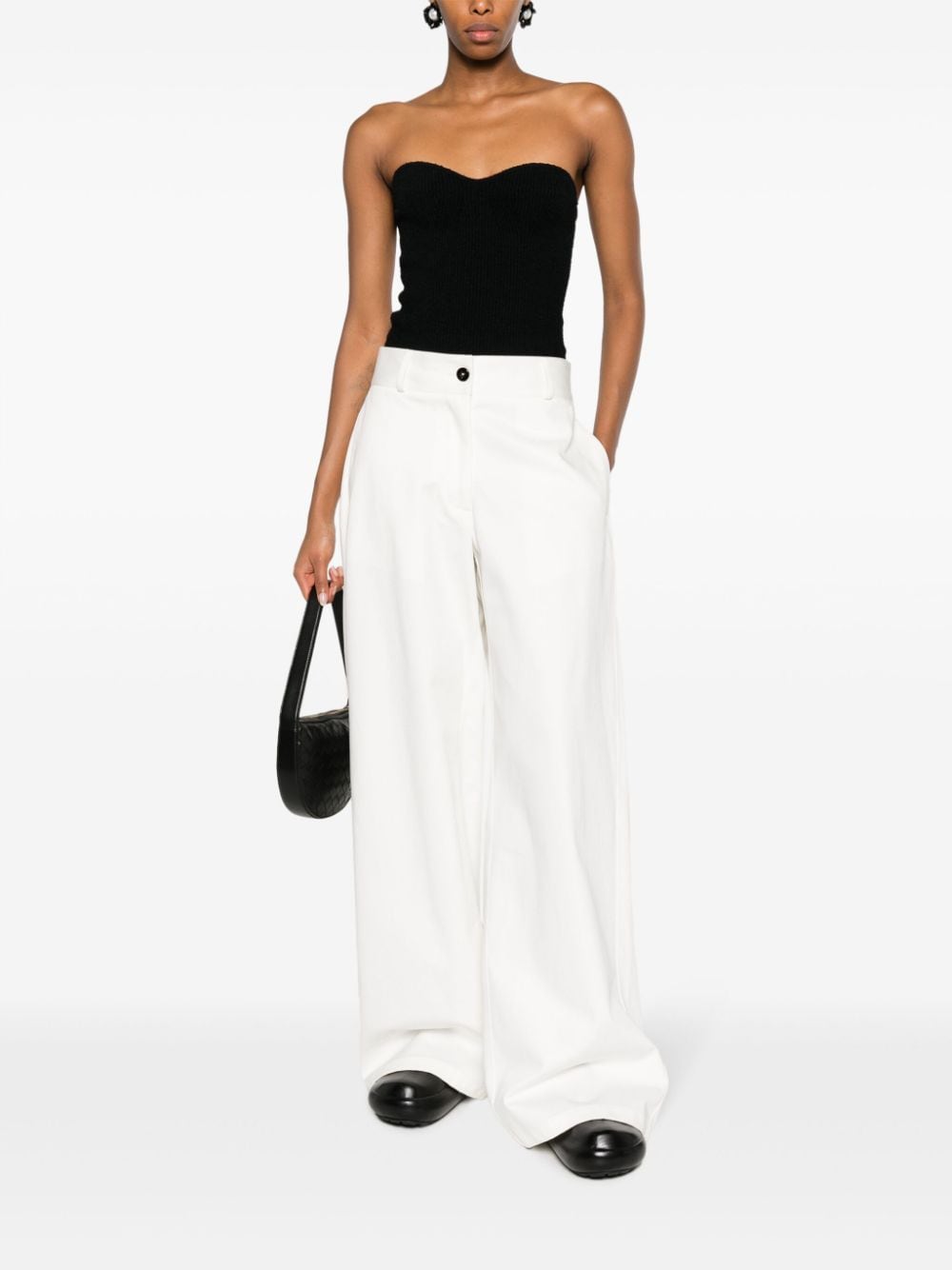 JIL SANDER Women's White High-Waisted Wide Leg Trousers image 1