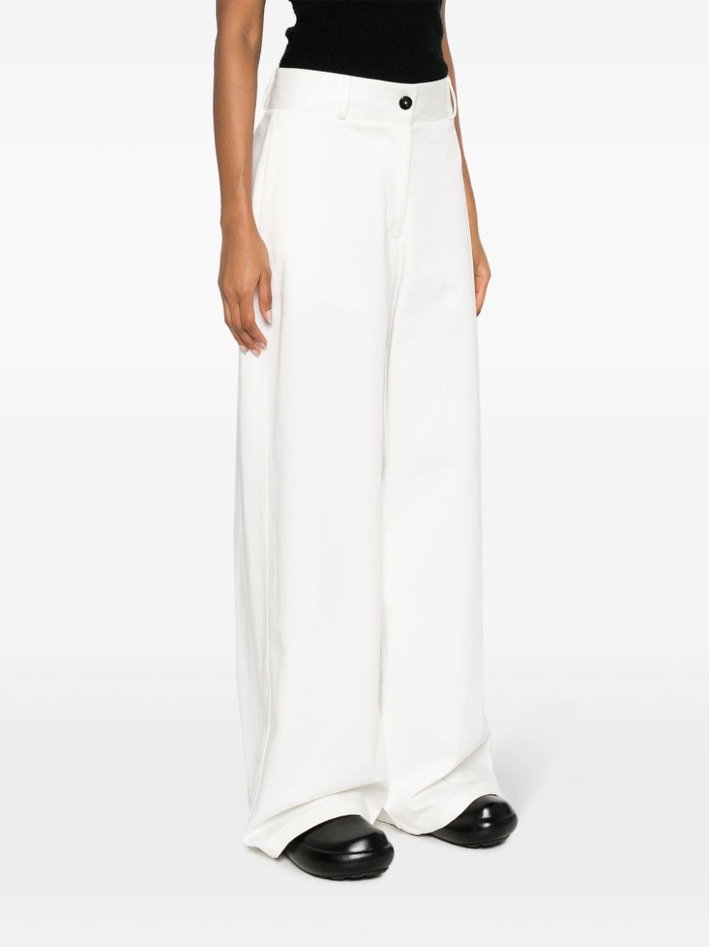 JIL SANDER Women's White High-Waisted Wide Leg Trousers image 2