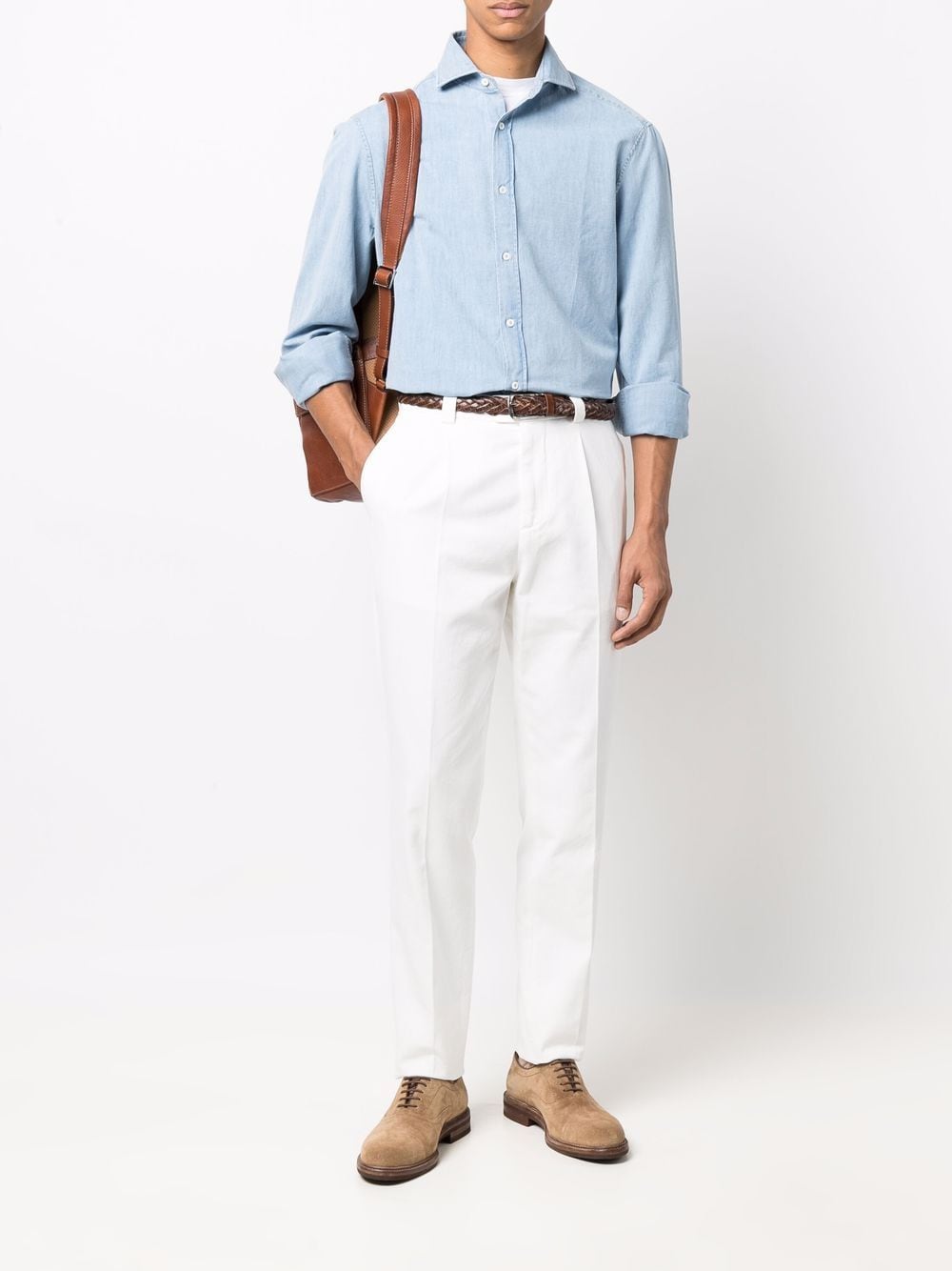 Brunello Cucinelli White Straight-Leg Chino Trousers image 1