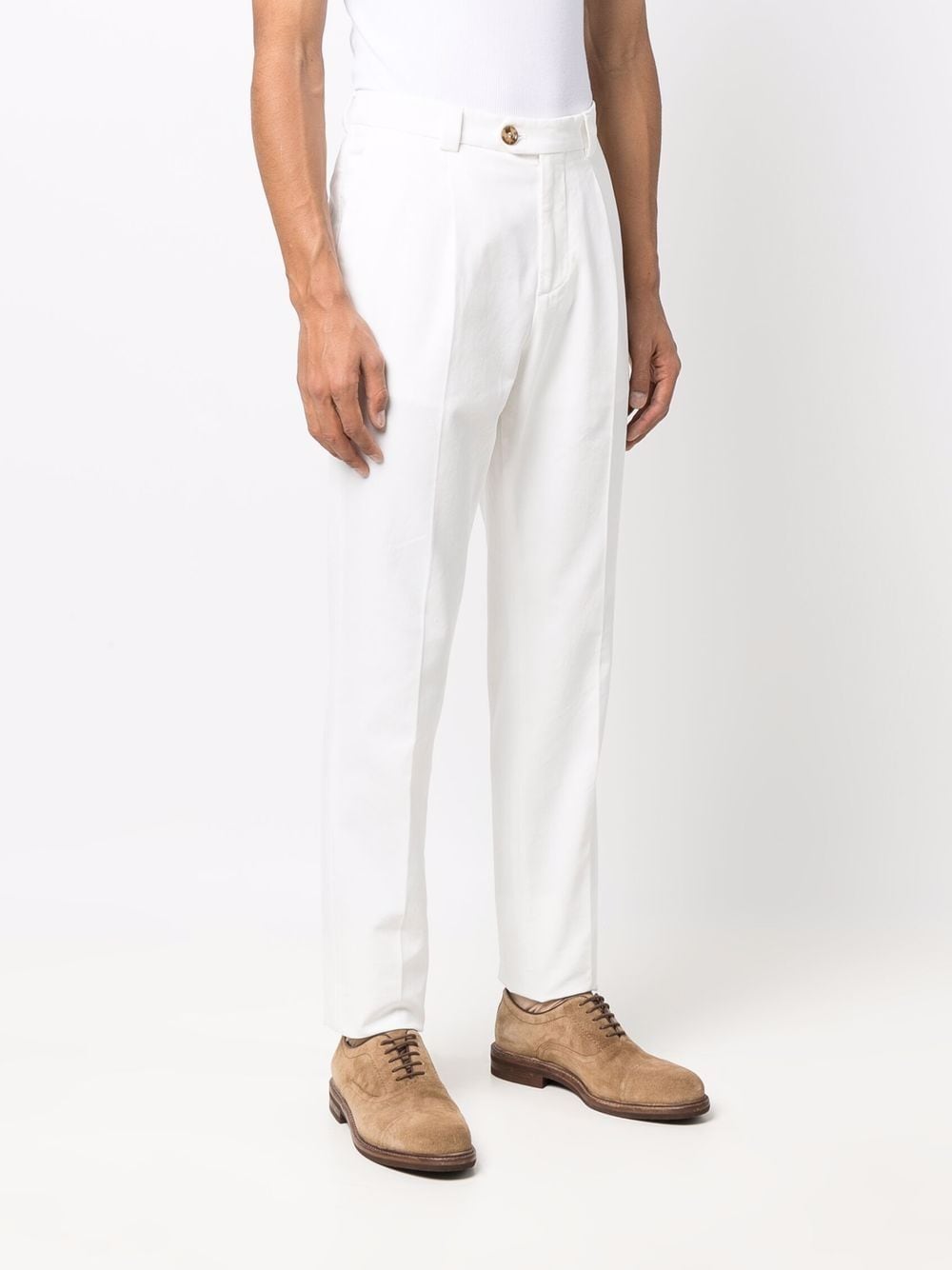 Brunello Cucinelli White Straight-Leg Chino Trousers image 3