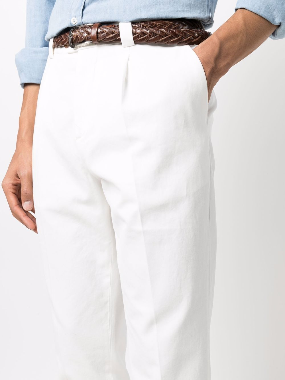 Brunello Cucinelli White Straight-Leg Chino Trousers image 4