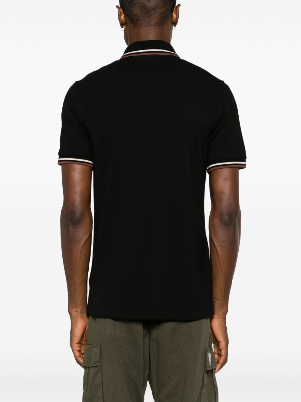 Fred Perry Men's Black Cotton T-Shirt with Stripe Detailing image 4