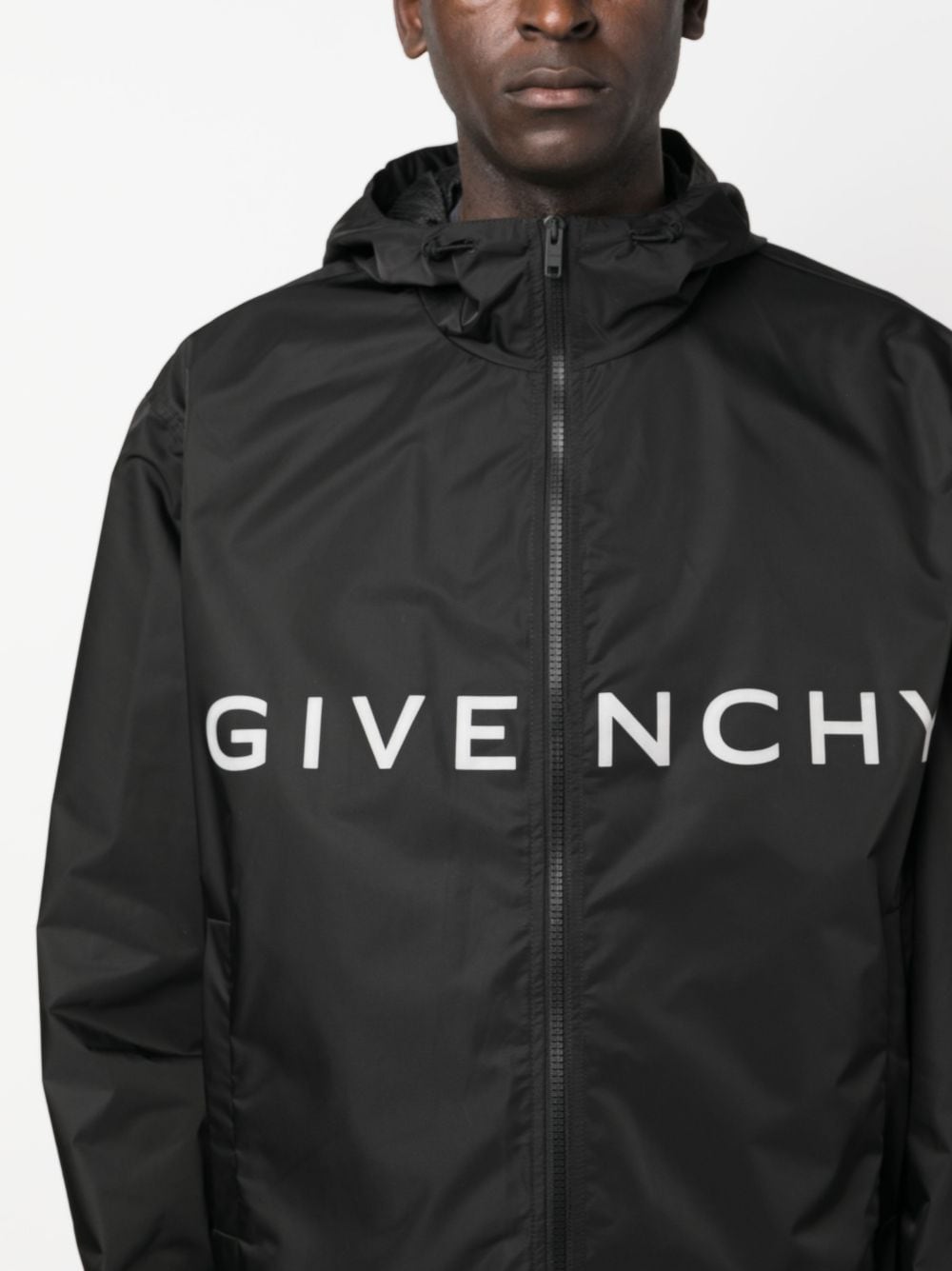 Givenchy Logo-Print Hooded Lightweight Jacket - Black image 1