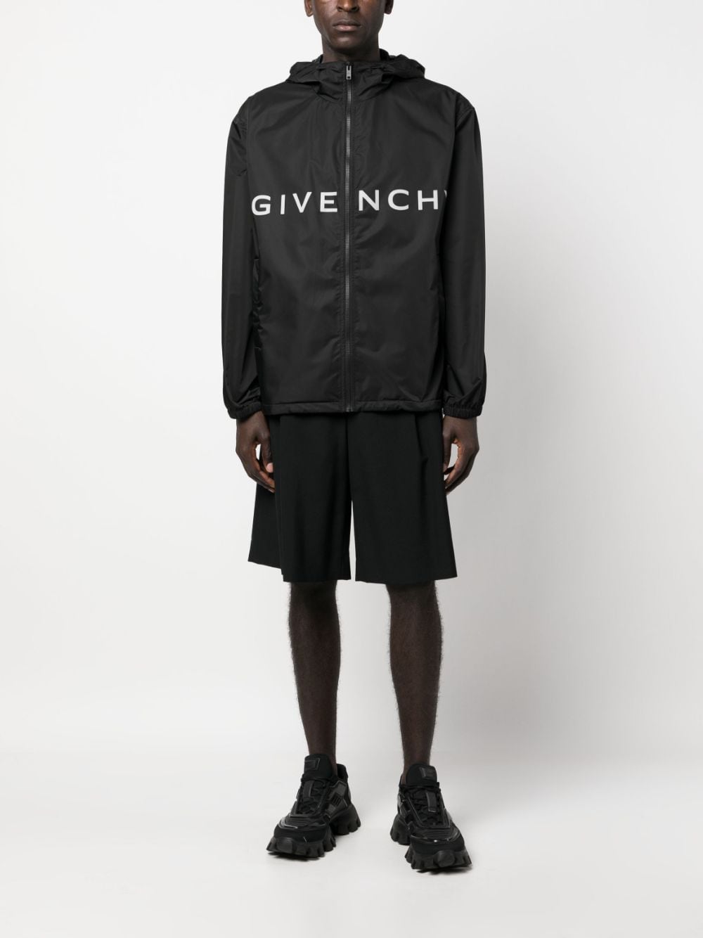 Givenchy Logo-Print Hooded Lightweight Jacket - Black image 3