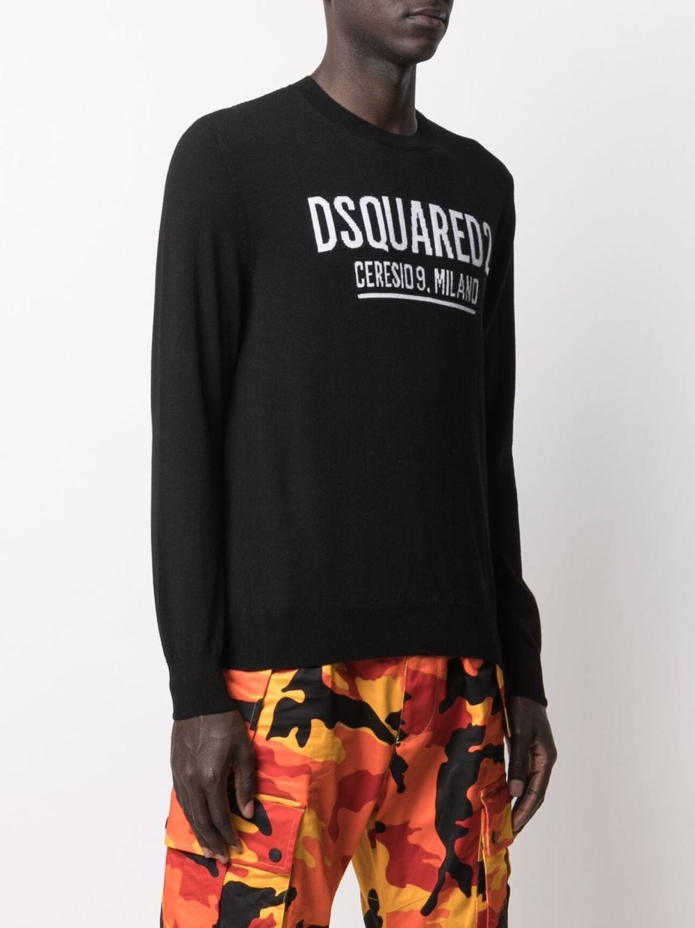 Dsquared2 Black Intarsia-Knit Logo Sweater image 1