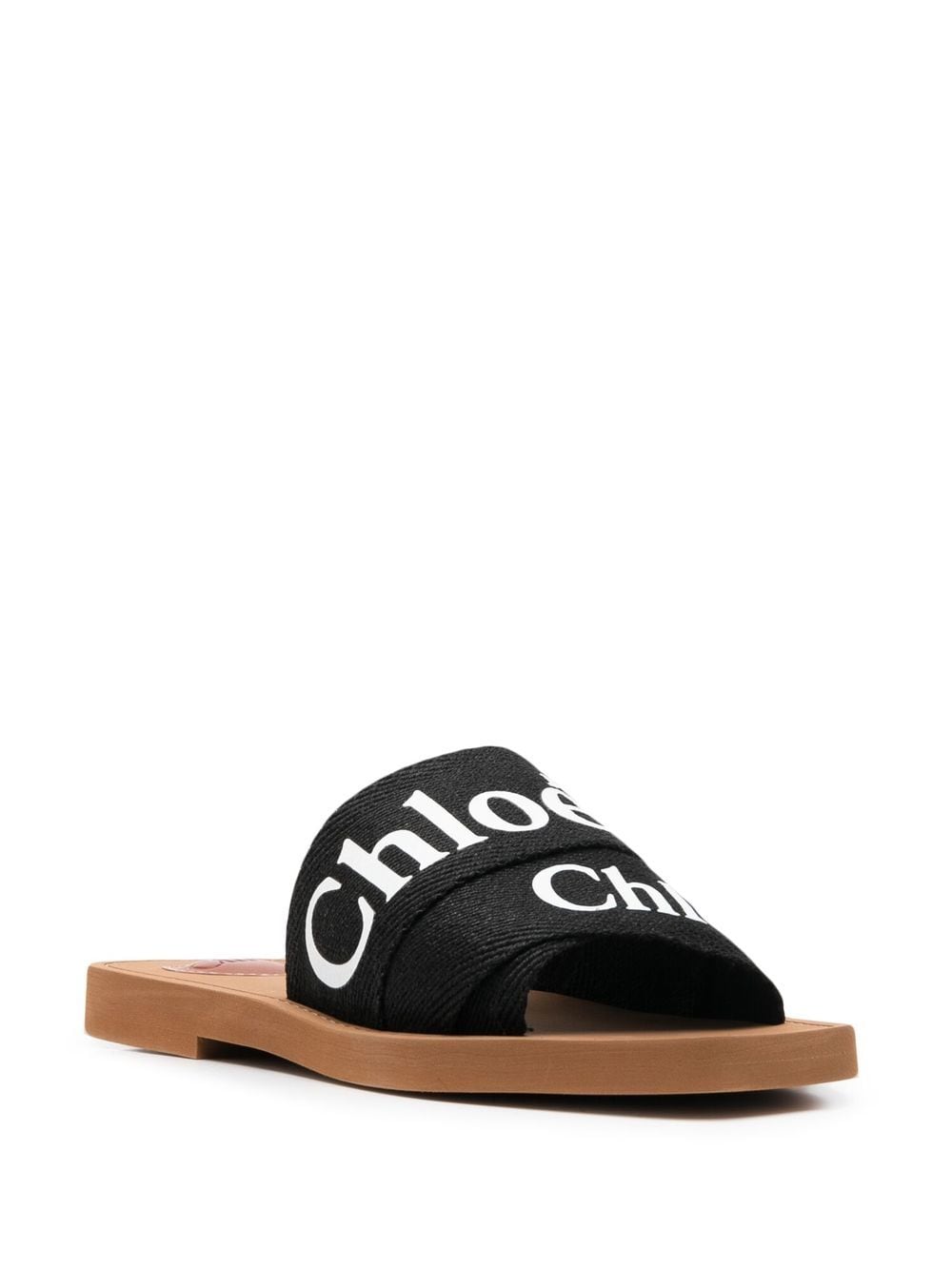 Chloé Black Leather Open Toe Sandals with Logo Detail image 1