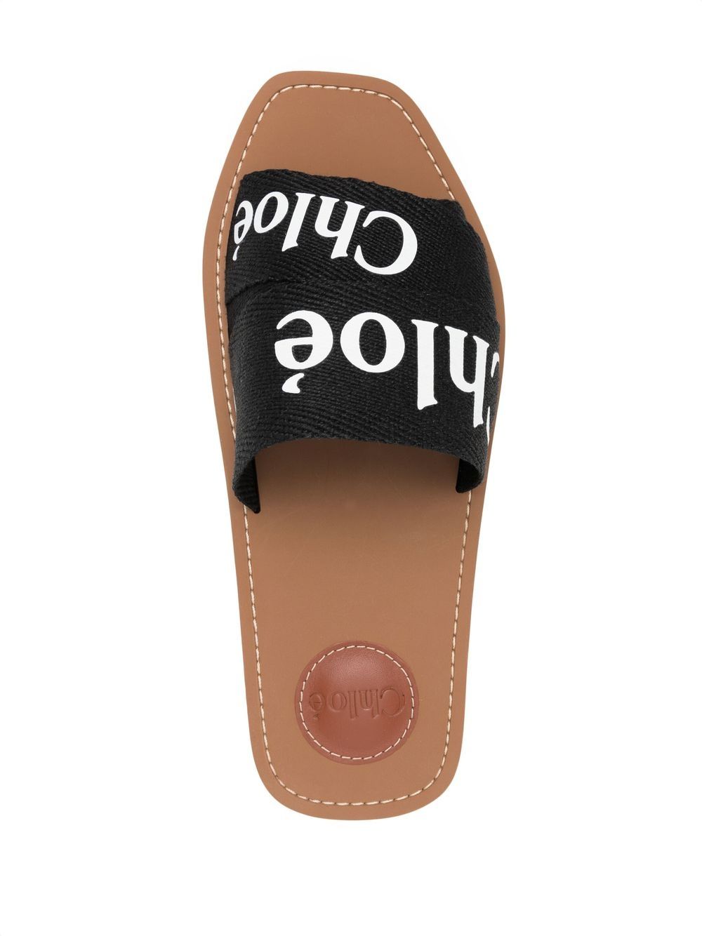 Chloé Black Leather Open Toe Sandals with Logo Detail image 2