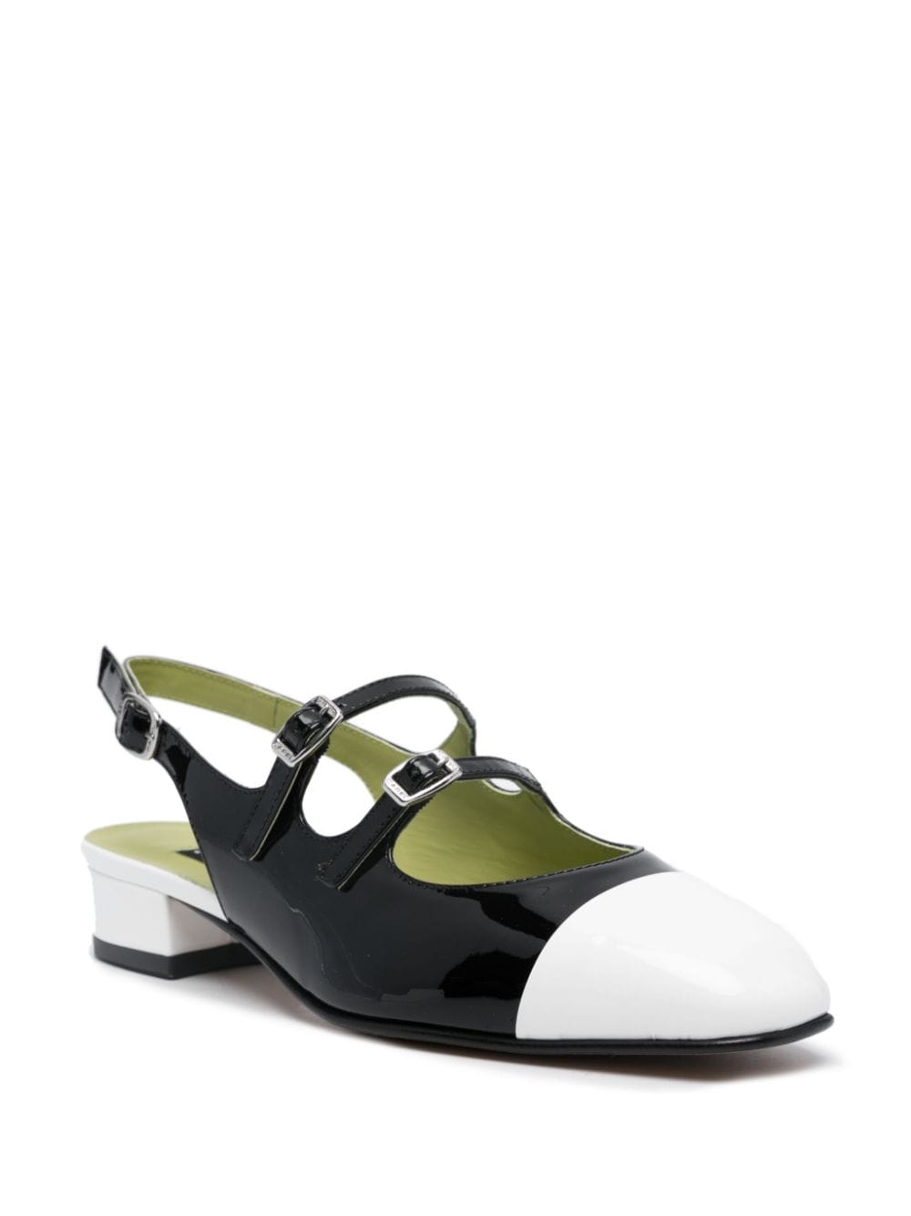 CAREL PARIS Women's Flat Square Toe Buckle Slingback Leather Shoes - Black image 2