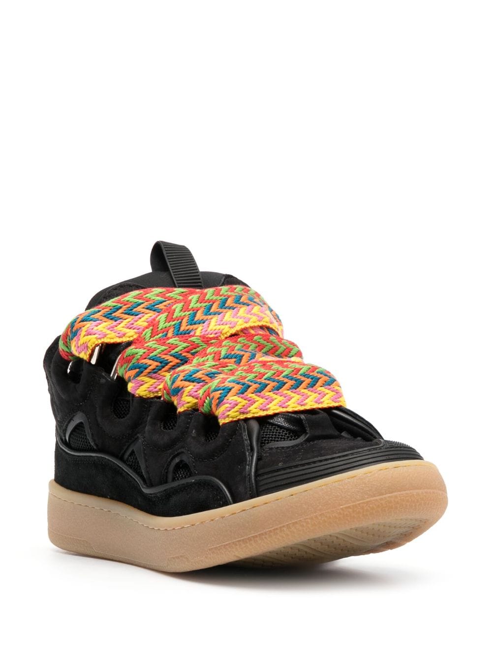 Lanvin Curb Low-Top Sneakers in Black Nubuck Leather image 3