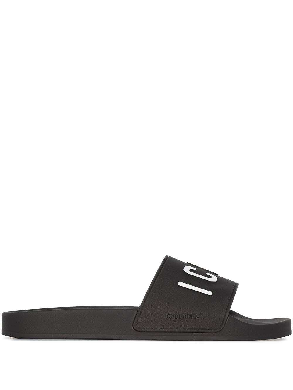 DSQUARED2 Black Logo-Print Flat Sandals image 0