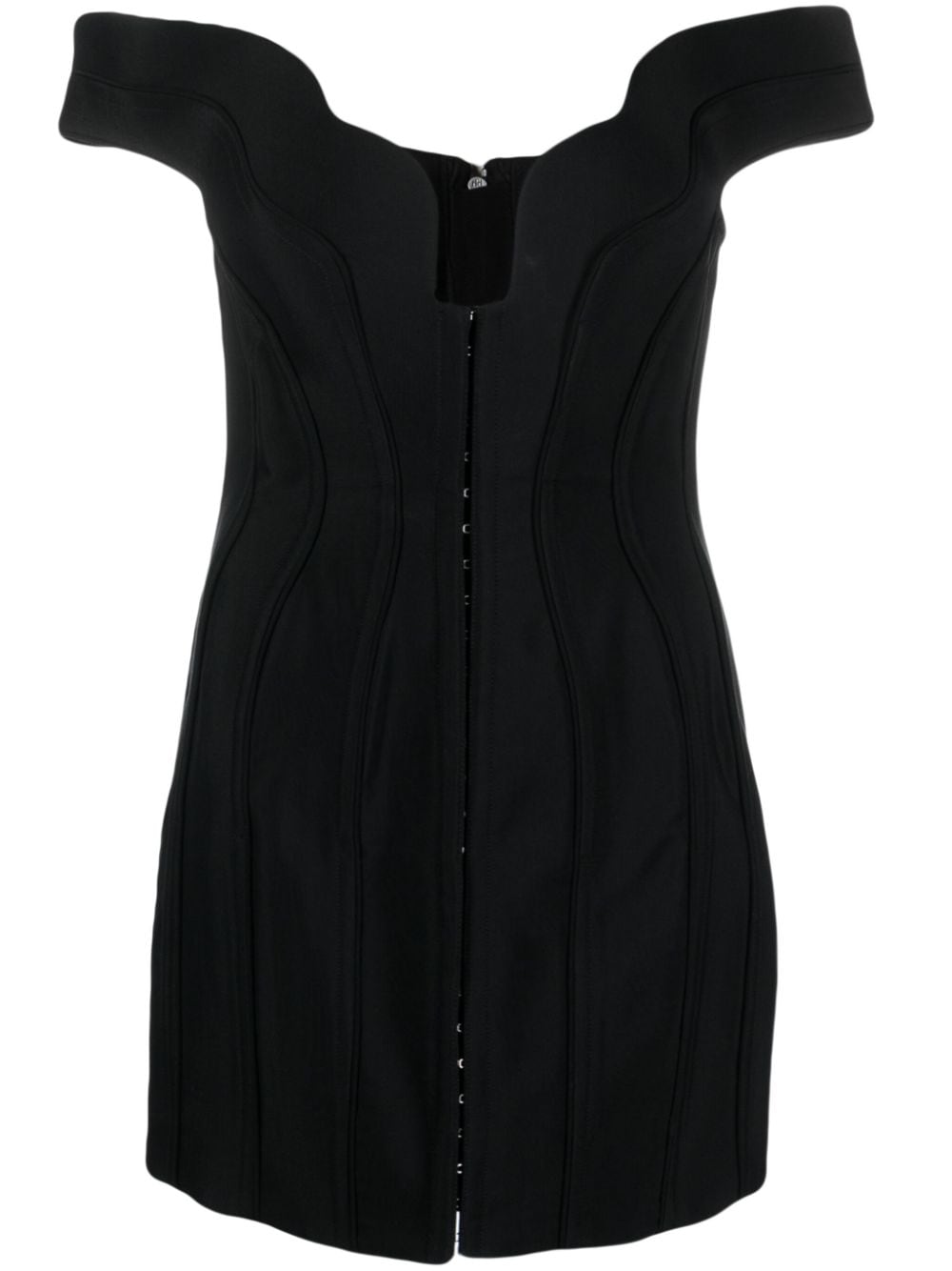 MUGLER Black Off-Shoulder Corset Dress image 0