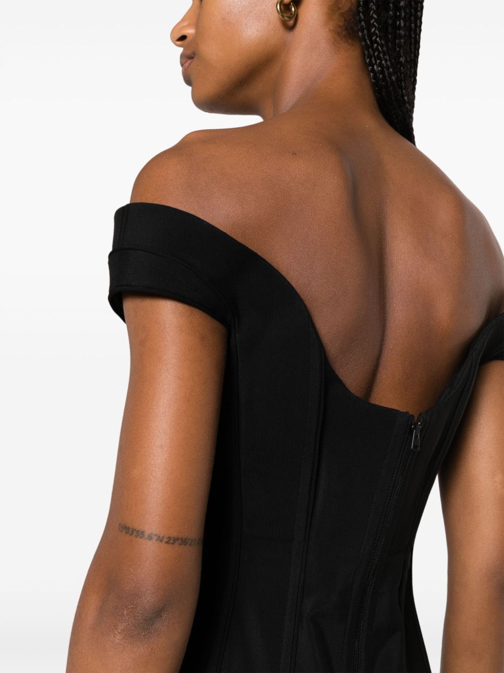 MUGLER Black Off-Shoulder Corset Dress image 4