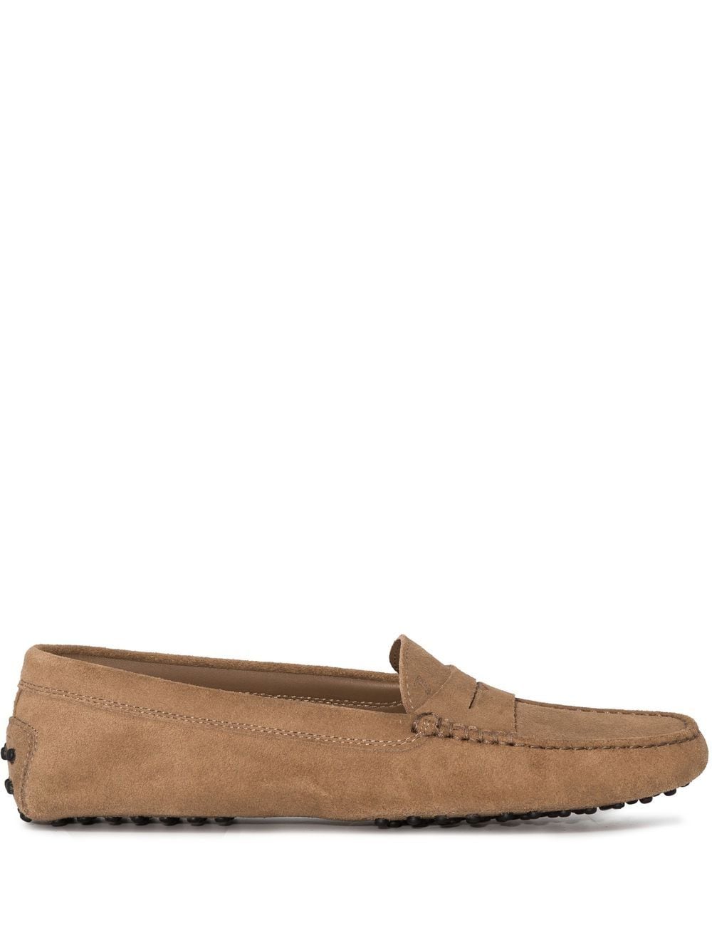 Tod's Suede Almond Toe Loafers in Beige image 0