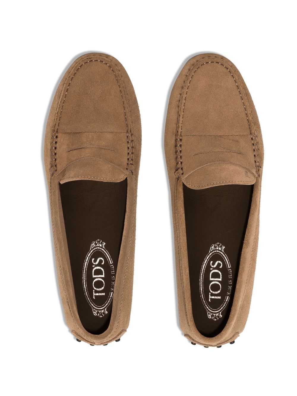 Tod's Suede Almond Toe Loafers in Beige image 3