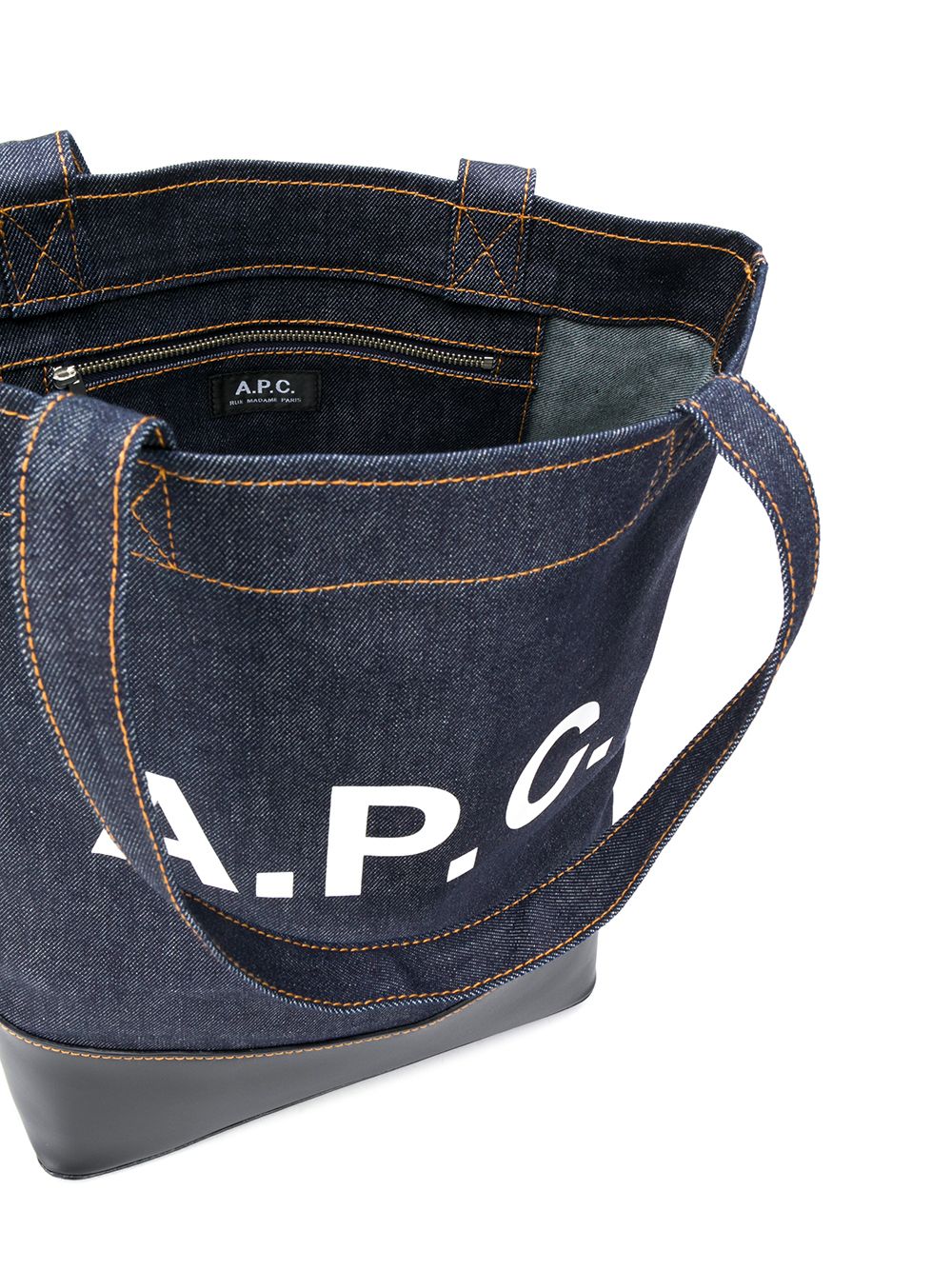 A.P.C. Blue Denim Logo Print Tote Bag image 1