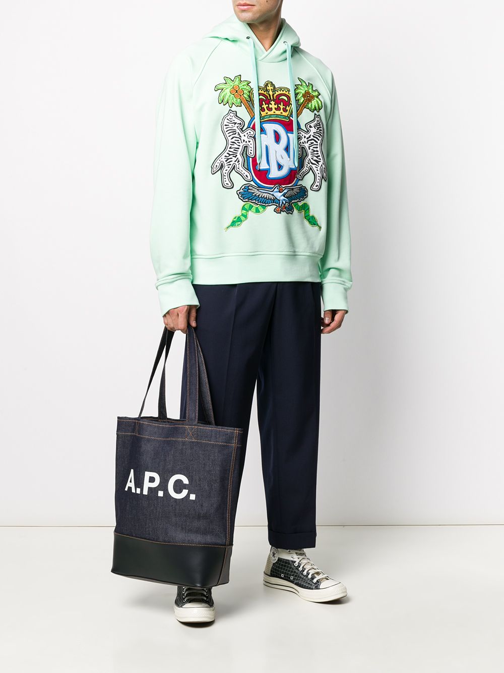 A.P.C. Blue Denim Logo Print Tote Bag image 4