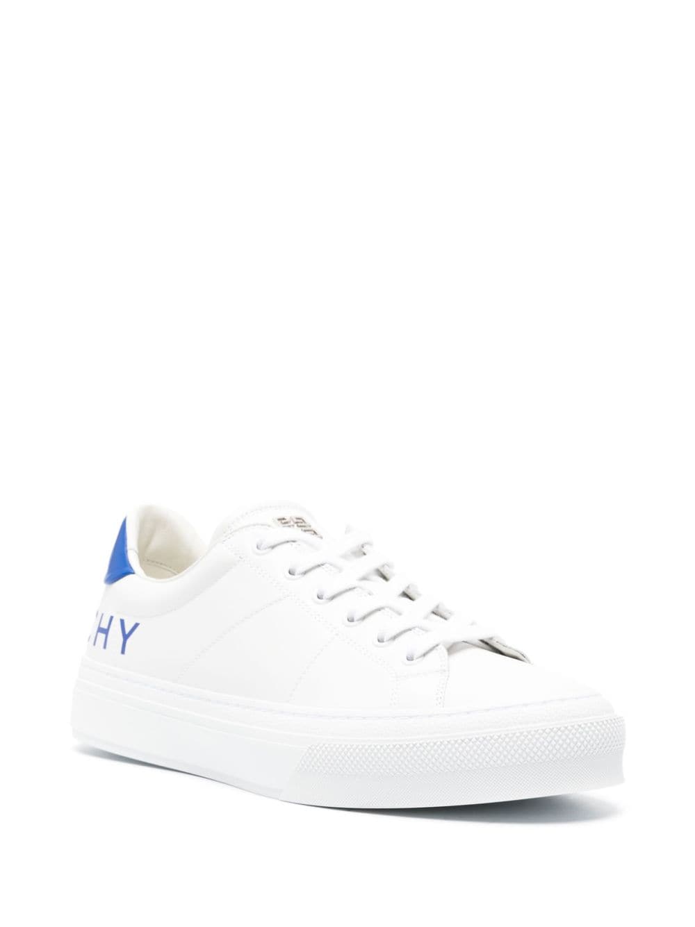 Givenchy Blue Calf Leather Logo Print Sneakers image 2