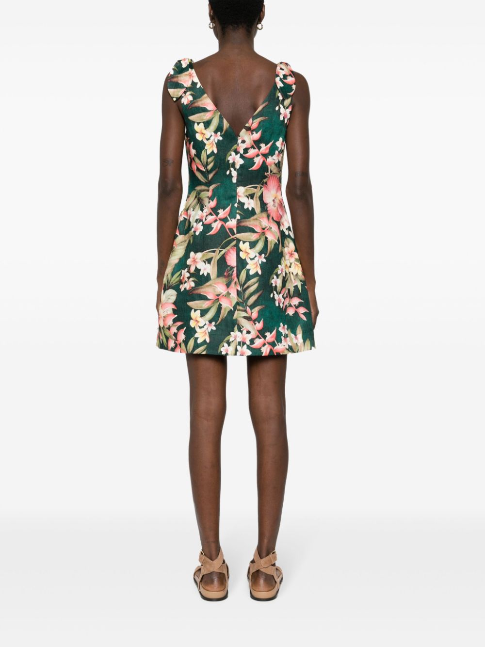 Zimmermann Green Floral Linen Midi Dress image 3