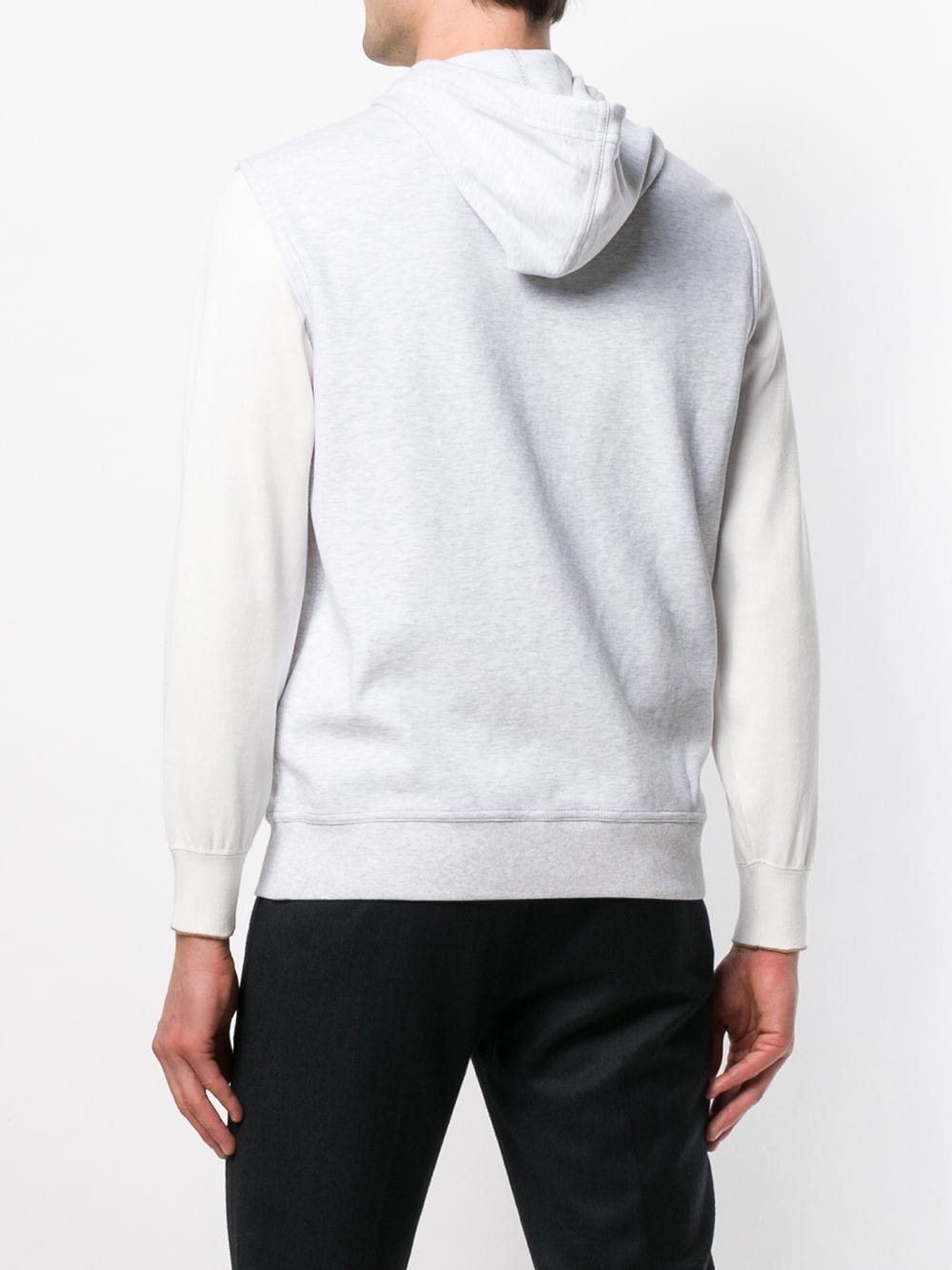 Brunello Cucinelli Grey Cotton Blend Drawstring Hoodie image 3