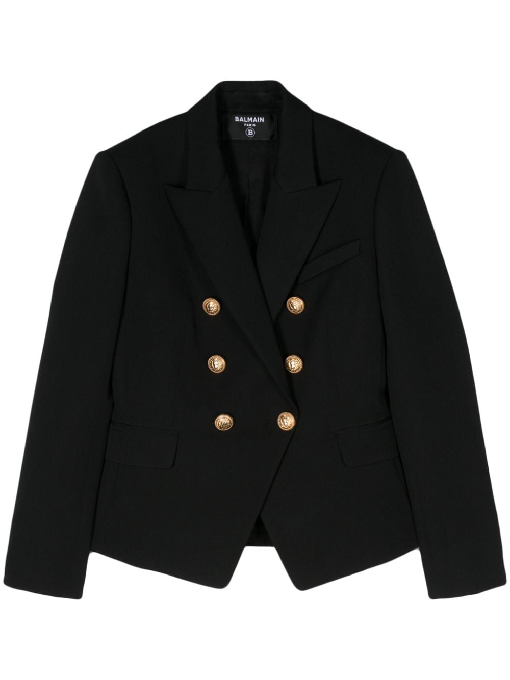 Balmain Black Wool Panelled Double-Breasted Jacket image 0