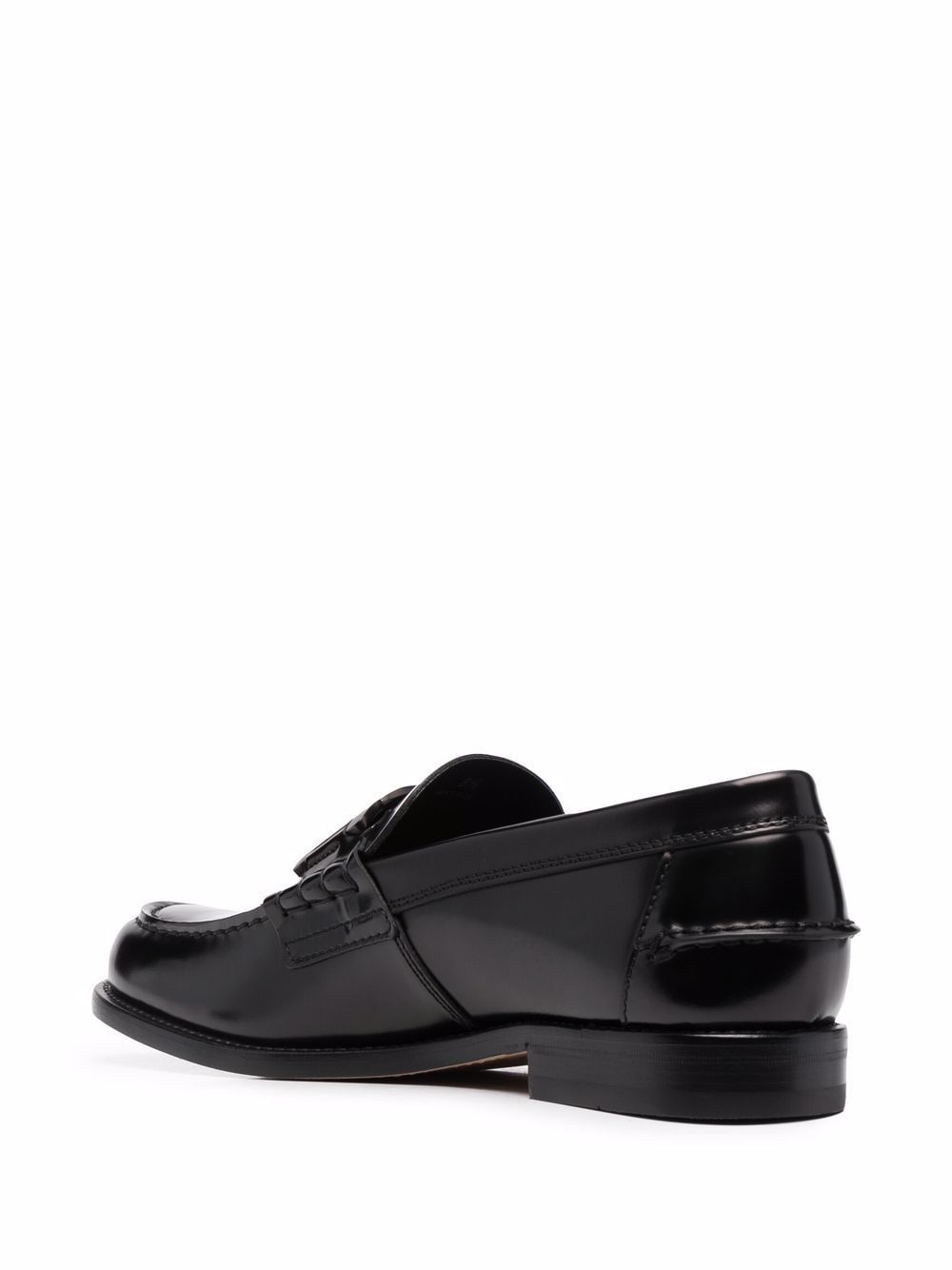 Tod's Women's Black Leather Chain-Link Loafers image 1