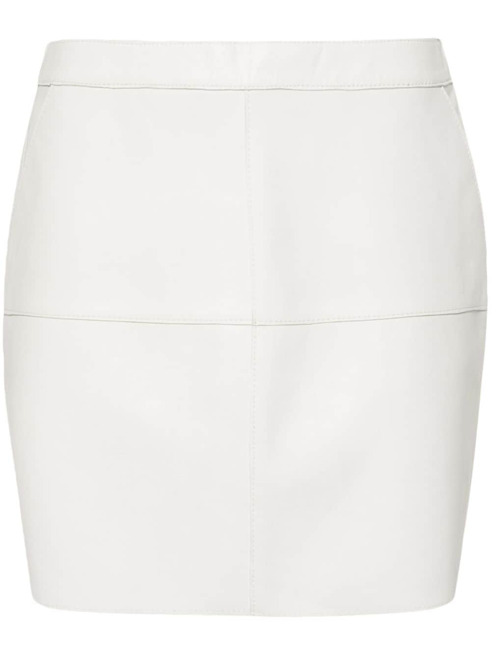 Parosh White Leather Panelled Mid-Rise Skirt image 0