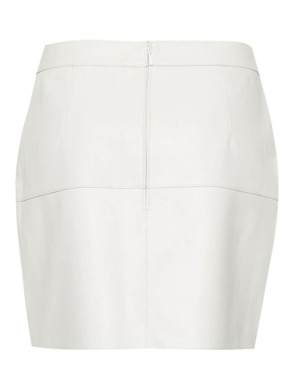 Parosh White Leather Panelled Mid-Rise Skirt image 1