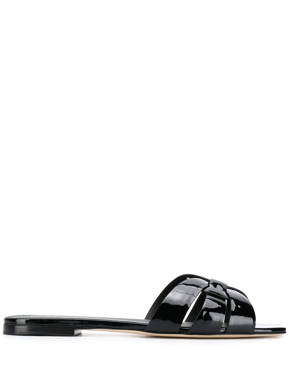 Saint Laurent Tribute Patent Leather Flat Sandals - Black image 0