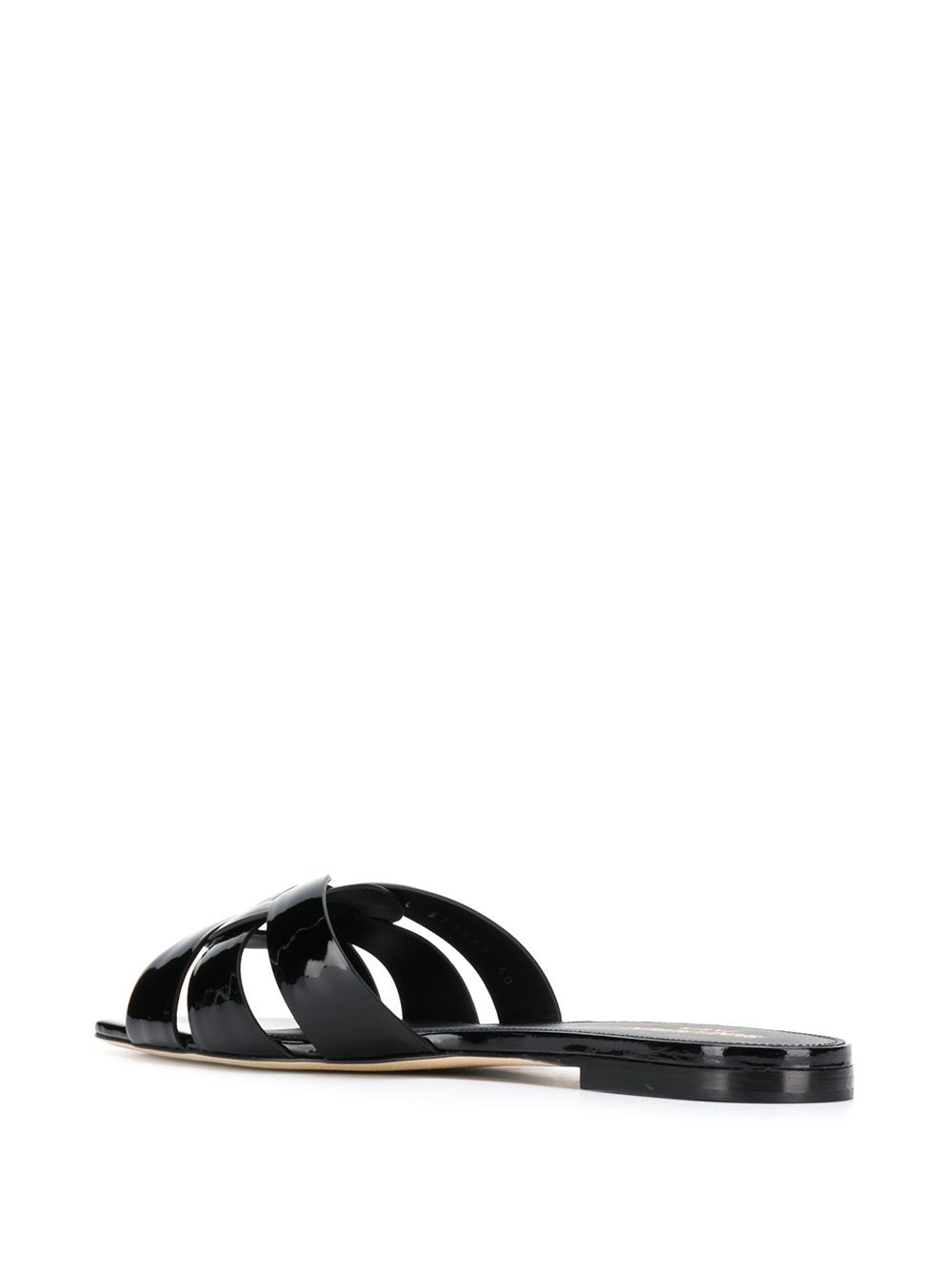 Saint Laurent Tribute Patent Leather Flat Sandals - Black image 2