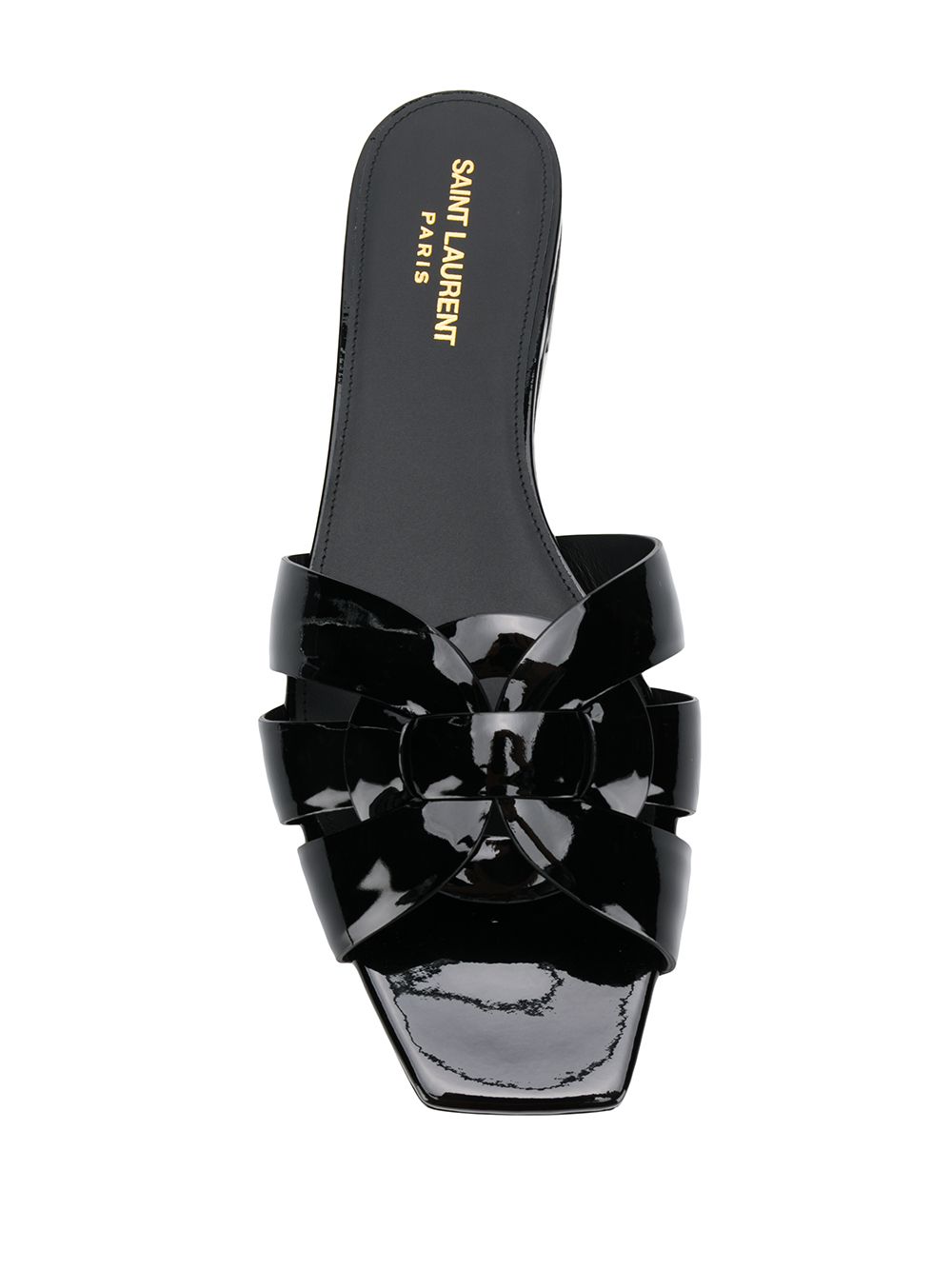 Saint Laurent Tribute Patent Leather Flat Sandals - Black image 3